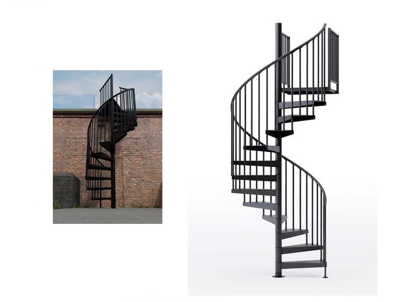 stair8.jpg Black Carbon Steel Spiral Staircase 180 x 300 cm (for Indoor & Outdoor Purpose) - Image 1
