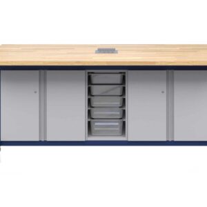 Ultra Premium Rolling Workbench with Cabinet  2 mtr - Blue / Gray