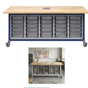 Ultra Premium Rolling Workbench with Shelf  2 mtr - Blue / Gray