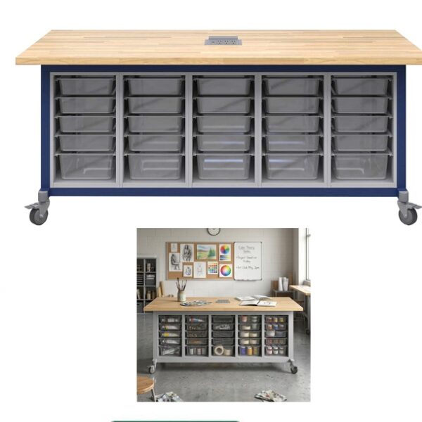 Ultra Premium Rolling Workbench with Shelf  2 mtr - Blue / Gray