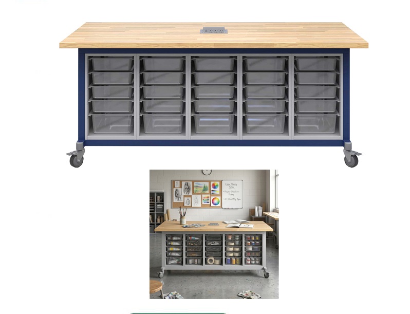 store19.jpg Ultra Premium Rolling Workbench with Shelf 2 mtr - Blue / Gray - Image 1
