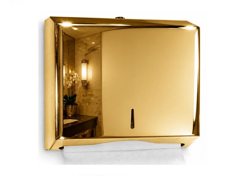 towel3.jpg Wall Mount Multifold Towel Dispenser - 3, Mirror Gold - Image 1