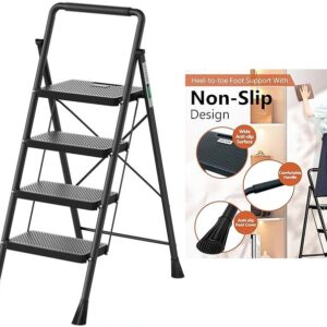 4 Step Steel Ladder - Black