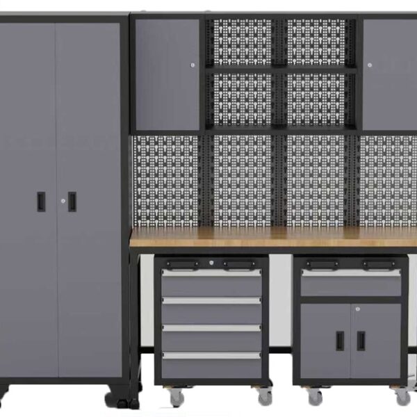 236cm Workstation with Drawers & Cabinets in Black