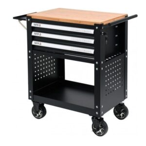 Yato Metal Service Trolley – 3 Drawer: Durable Storage and Smooth Mobility