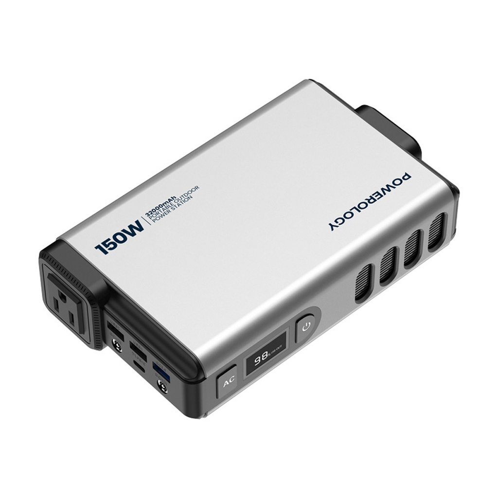 1-7.jpg Powerology Mini Power Station with AC Output 150W 32000mAh PD 100W - Gray - Image 1