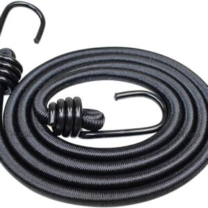 1.8 Mtr Multipurpose Black Elastic Heavy-Duty Bungee Cord Rope Strong, Stretchy and Reliable, Suitable for Bike, Car, Tie Down, Camping, Carrying and Organizing Things