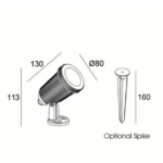 GLOW Outdoor Garden LED Spike Spotlight GU10 Holder 8Watt Black - Image 2