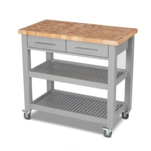 Customised Grey Kitchen Island with Trolley - Metal Body with Powder Coated Color