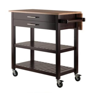 Customised Brown Metal Kitchen Island Trolley - Metal Body with Powder Coated Color