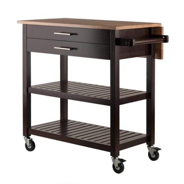 Customised Brown Metal Kitchen Island Trolley - Metal Body with Powder Coated Color