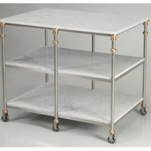 Customised Stainless Steel Kitchen Island Trolley with Marble