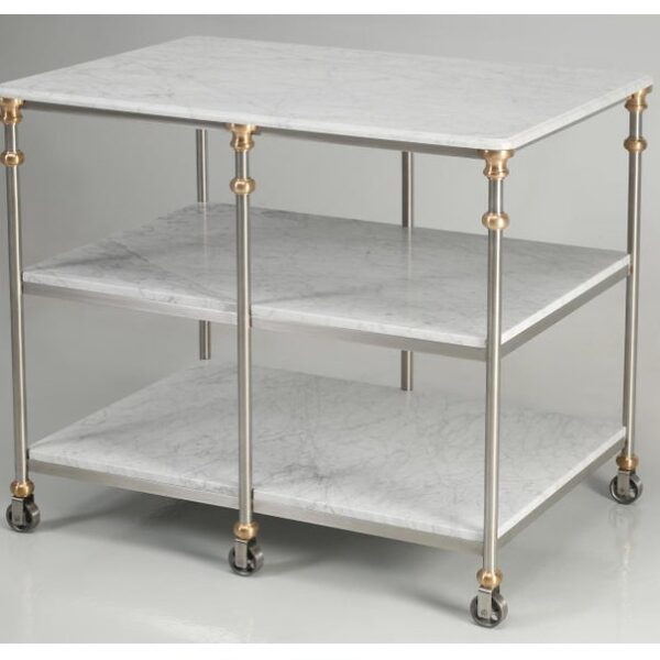 Customised Stainless Steel Kitchen Island Trolley with Marble