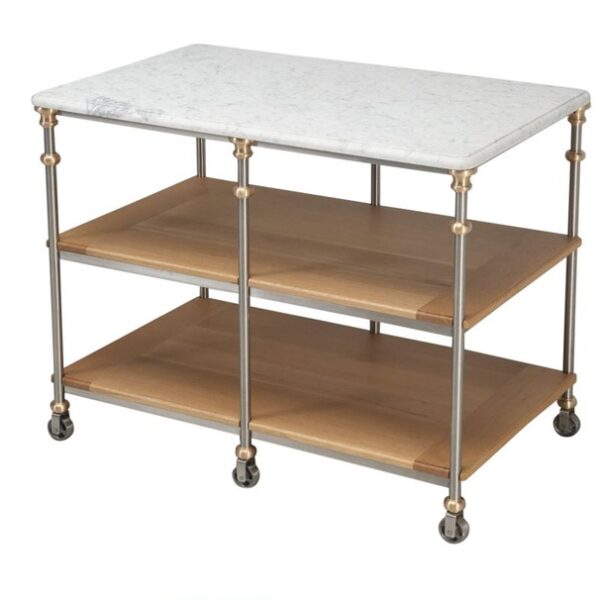 Customised Stainless Steel Kitchen Island Trolley with Marble