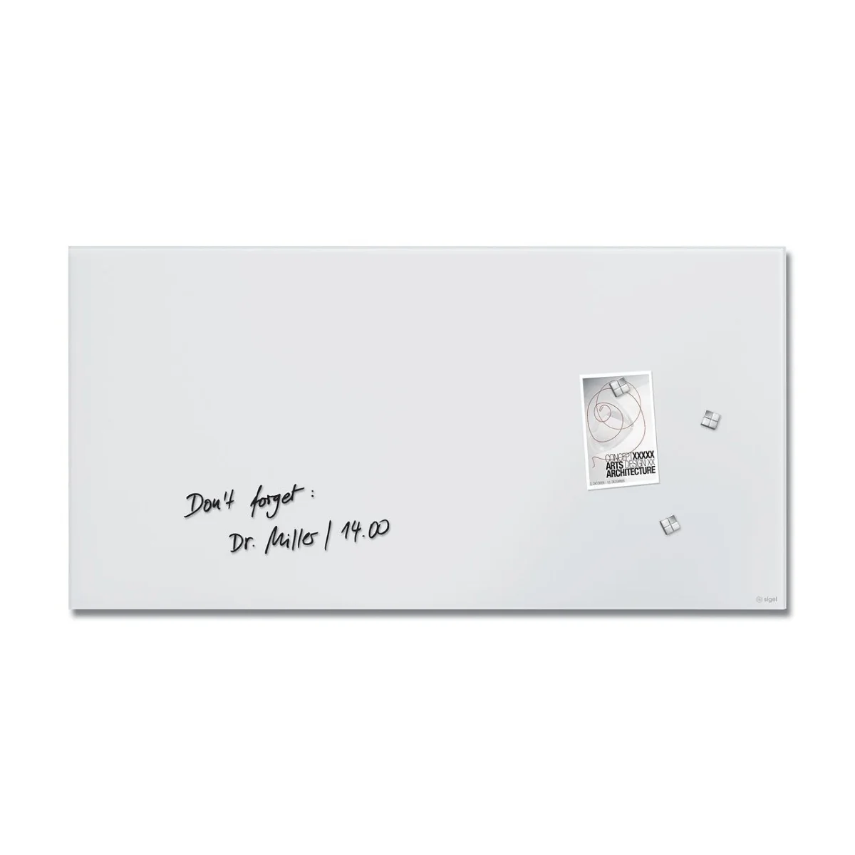 1-8.webp Sigel Magnetic Glass Board ARTVERUM, 91 x 46 cm, White, Matt - Image 1