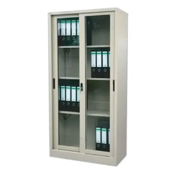 Rexel Filing Cupboard, 185x90.1x44.5 cm, Sliding Glass Door, Grey