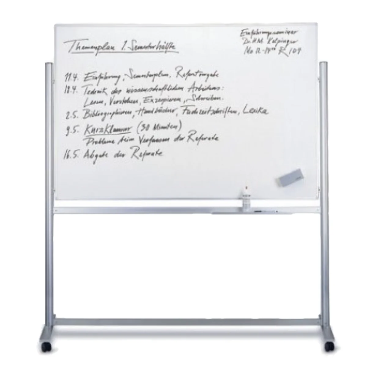 21-7.webp Double Sided Magnetic White Board, with Metal Stand and Wheels - Image 1