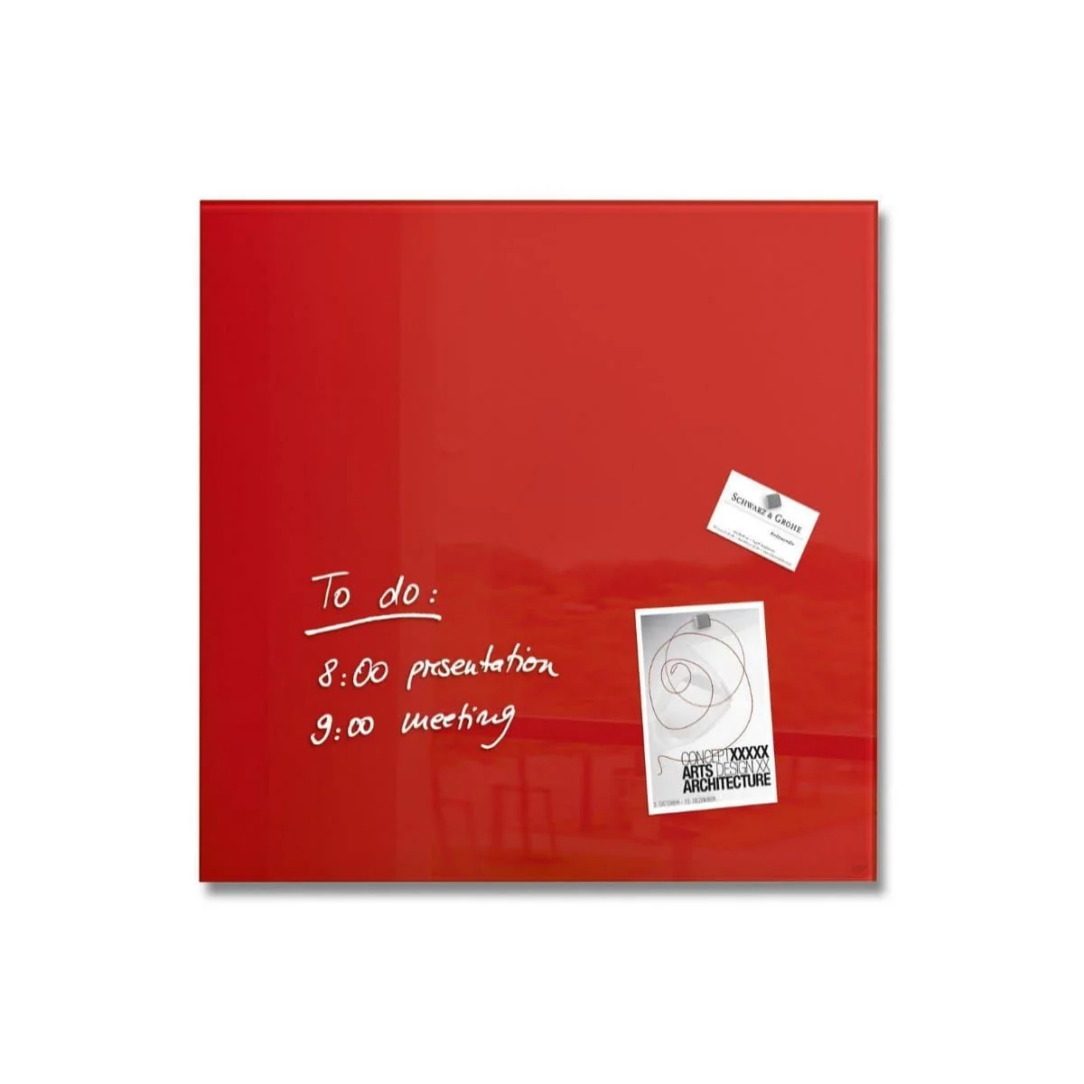 3-7.webp Sigel Magnetic Glass Board ARTVERUM, 48x48cm, Red - Image 1