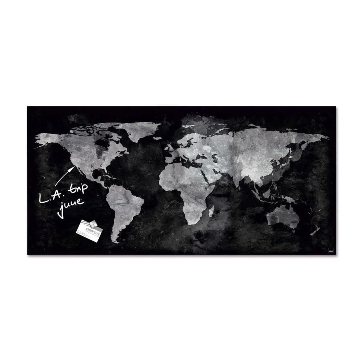 7-7.webp Sigel Magnetic Glass Board ARTVERUM, 91 x 46 cm, World-Map, Black - Image 1