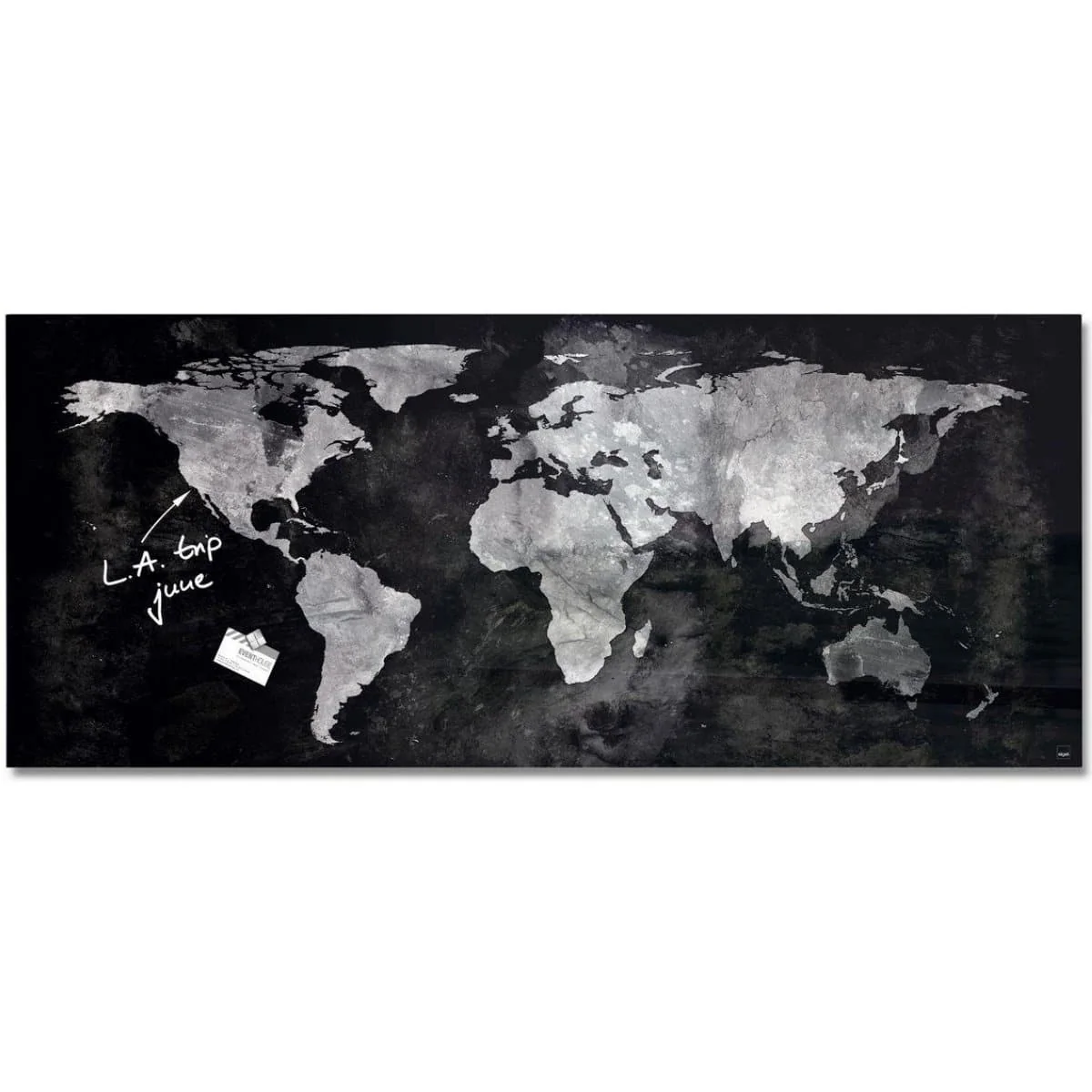 9-8.webp Sigel Magnetic Glass Board ARTVERUM, 130 x 55 cm, World-Map, Black - Image 1