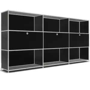System4 Roomdivider with Hatches, 228 x 118 x 40 cm, Black