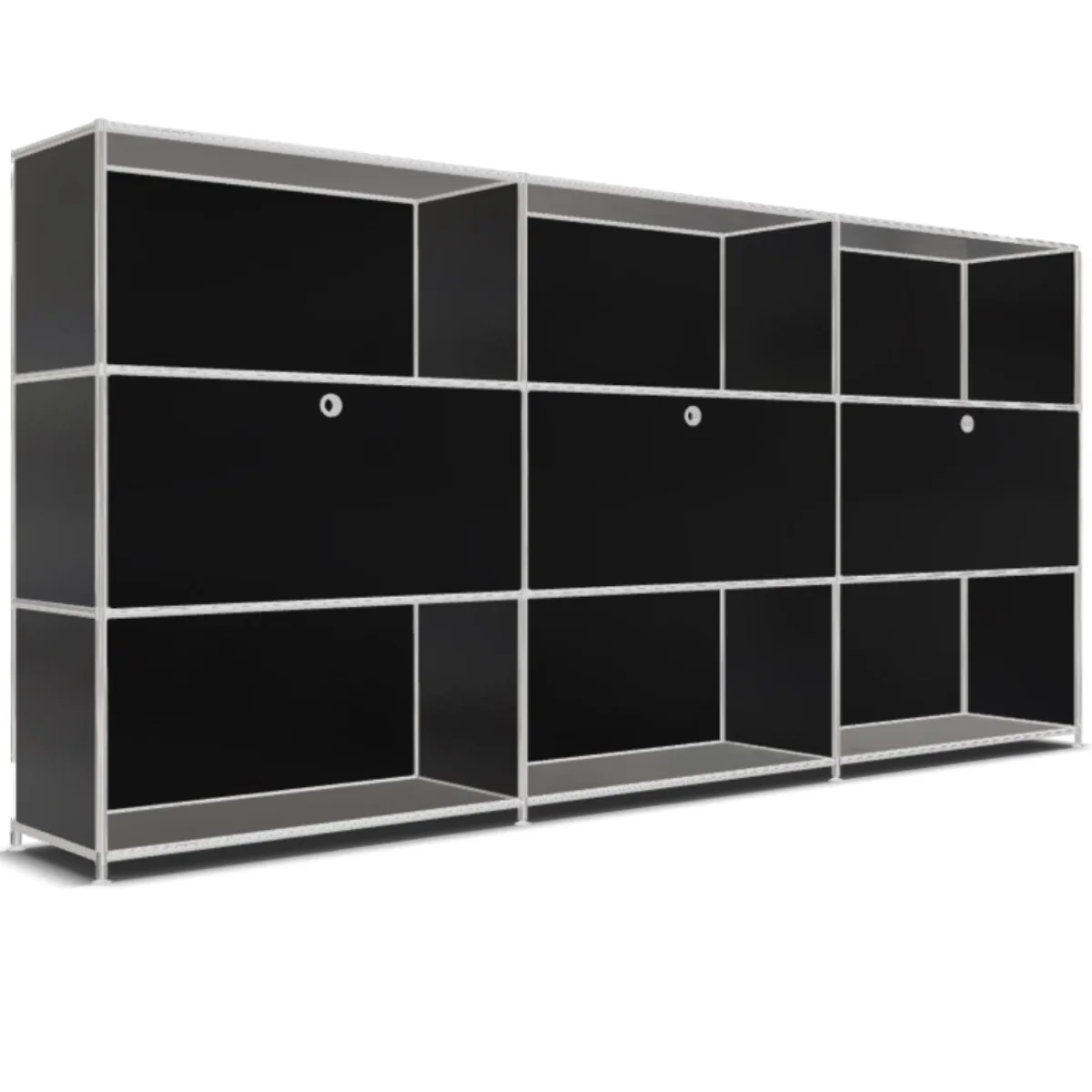 1-2.webp System4 Roomdivider with Hatches, 228 x 118 x 40 cm, Black - Image 1