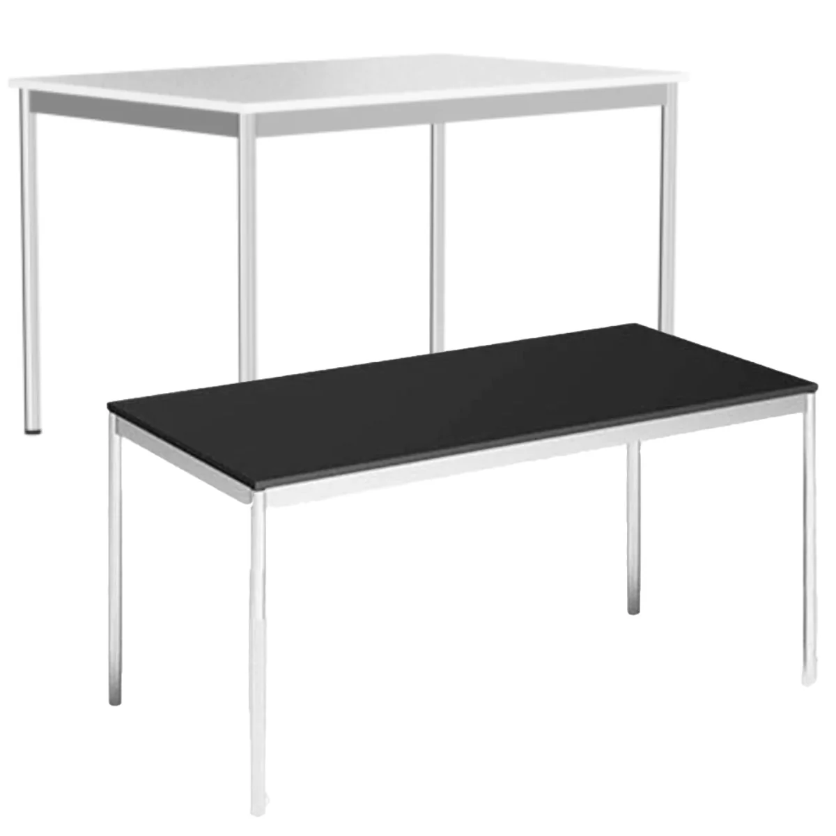 14-1.webp System4 Executive Desk / Conference Table 200 x 100 cm, Chrome Base, Tabletop MDF Wood, Available in White and Black - Image 1