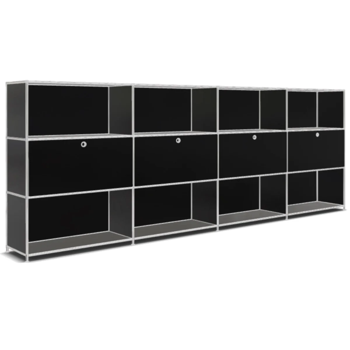 2-2.webp System4 Roomdivider with Hatches, 303 x 118 x 40 cm, Black - Image 1