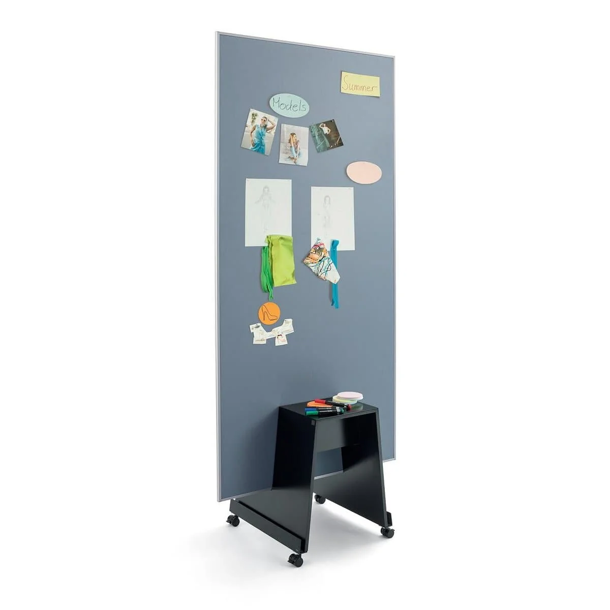 24.webp Sigel MEET UP Agile Fabric Room Divider & Pin Board with Agile Base, 90x180cm, Grey - Image 1