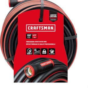 Craftsman Professional Grade Black Garden Hose, 100 Feet x 5/8 Inch
