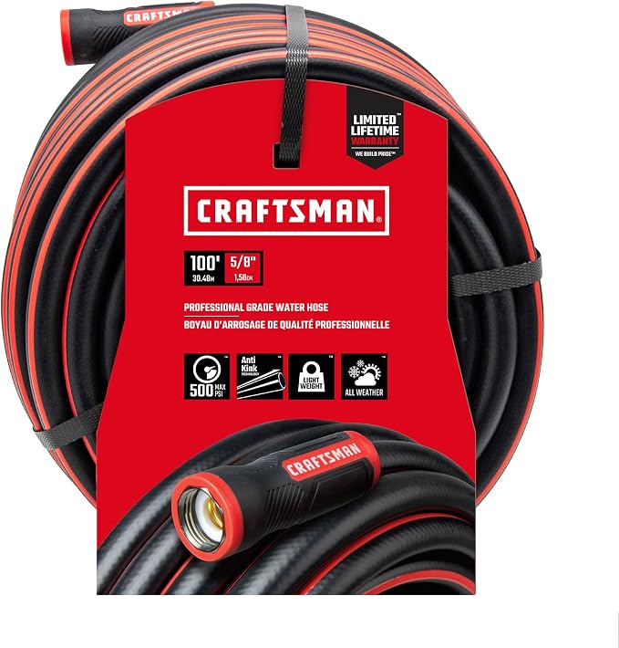 39.jpg Craftsman Professional Grade Black Garden Hose, 100 Feet x 5/8 Inch - Image 1